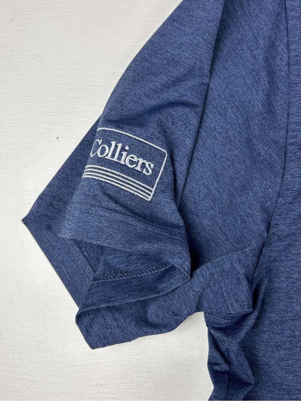 RHOBACK Blue Golf Polo Men’s Large Colliers Logo Sleeve - Picture 4 of 6